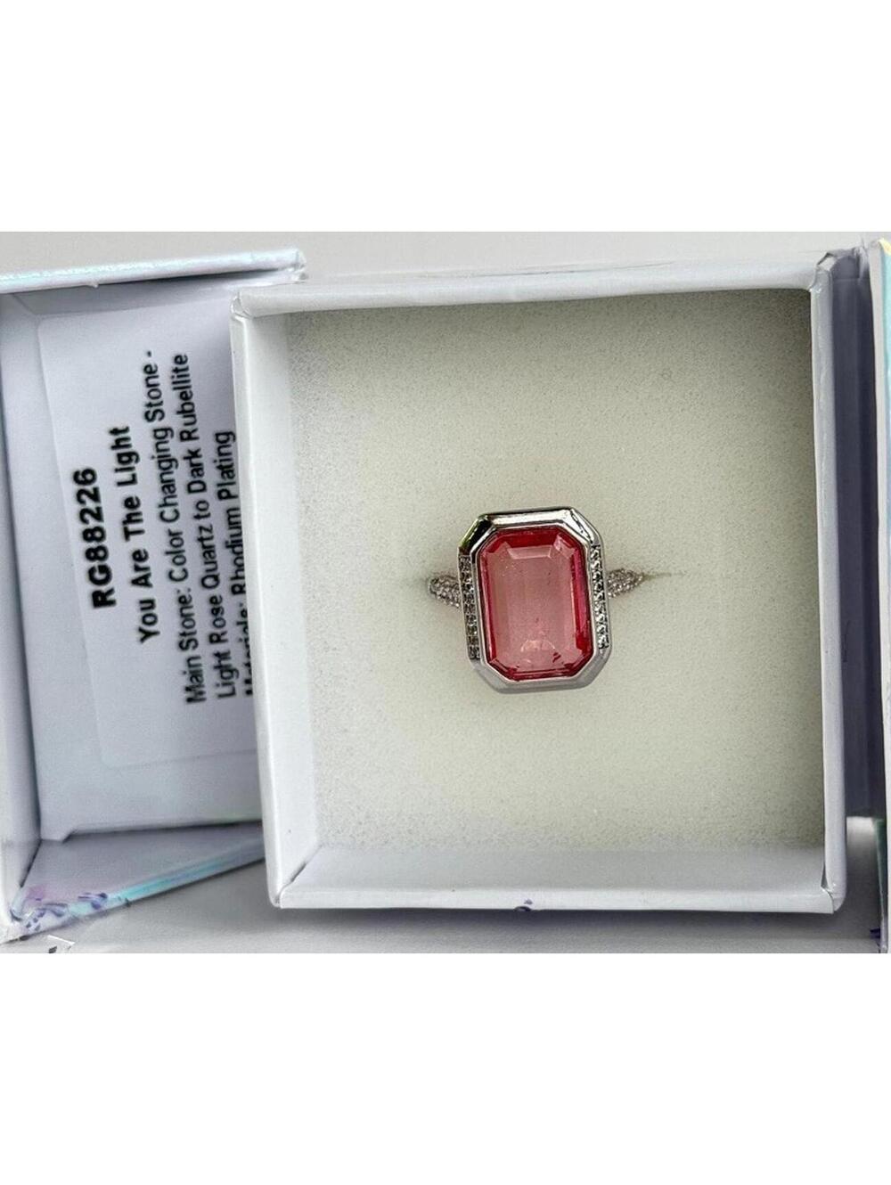 Bomb Party MHA Sz 8 RG88226 You Are The Light Rose Quartz to Rubellite Rhodium